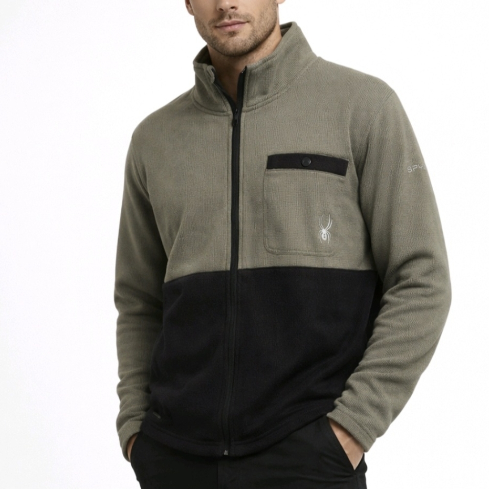 Spyder Men's Jacket Tea Leaf Full Zip Fleece Lined Waffle Knit Size …NWT